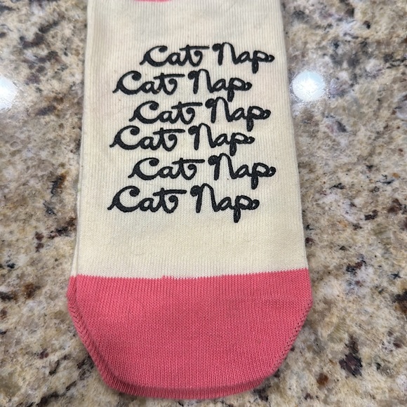 Hatley cat nap socks pink cream Siamese tabby grey cats OS new - Picture 2 of 3